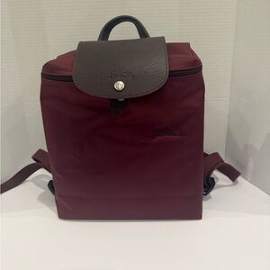 Longchamp Le Pliage Green Recycled Canvas Backpack - Burgundy
